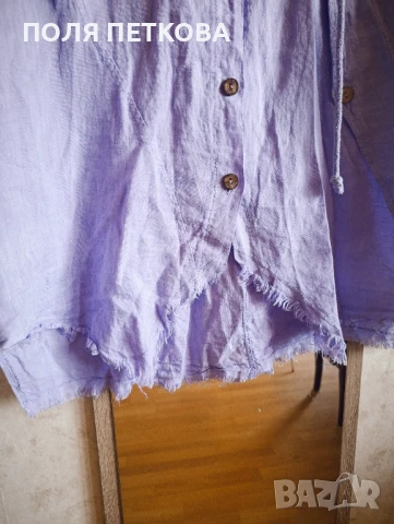 Лилава риза връхно лен, снимка 5 - Ризи - 50847858