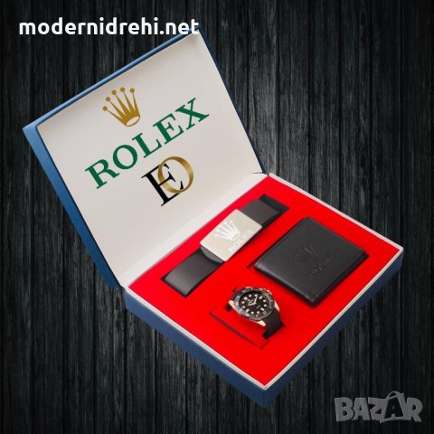 Комплект Rolex колан часовник портфейл