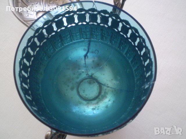 Стара захарница бонбониера  ВМФ Уникат с оригиналното стъкло  wmf, снимка 13 - Антикварни и старинни предмети - 37460864