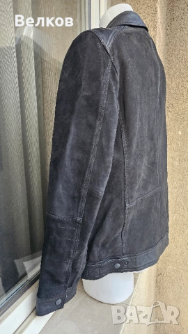 Мъжко кожено яке от велур и естествена кожа – размер L - цена 250 евро, снимка 5 - Якета - 52433533