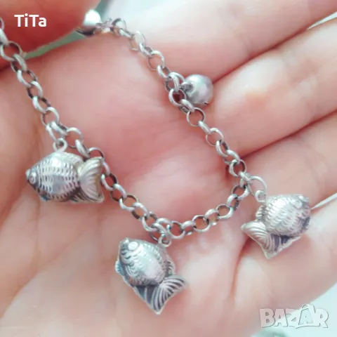 925 Сребърна гривна с рибки 