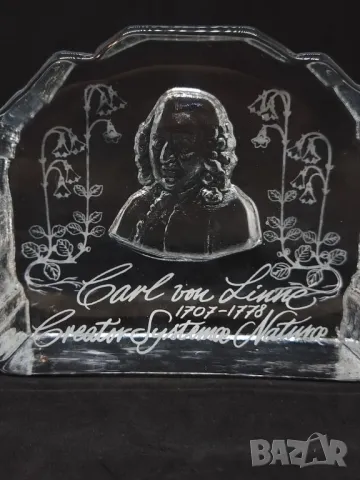 Винтидж преспапие от кристално стъкло "Carl von Linné"., снимка 5 - Антикварни и старинни предмети - 47989910