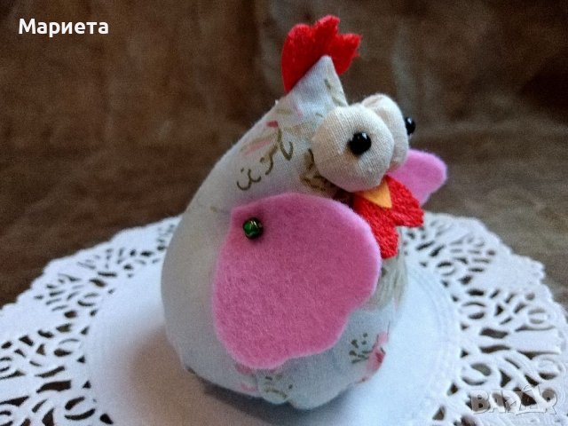 Нежна сладка текстилна кокошка Ръчна Изработка  Пиле Малък Великденски Подарък Декорация , снимка 5 - Декорация за дома - 40046647