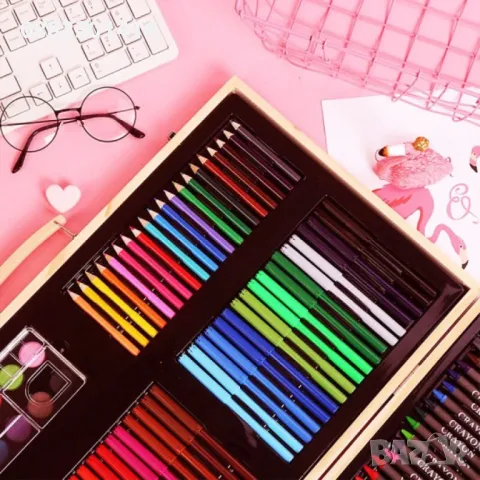 Детски куфар за рисуване 180 части , снимка 2 - Образователни игри - 47311657