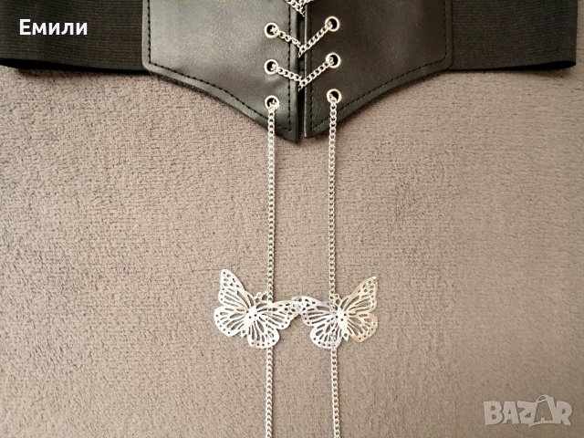 Корсет колан от еко кожа с верижка и пеперуди, снимка 8 - Колани - 37291720