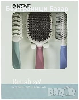 Нов Подаръчен комплект Kent 3 четки за обем блясък и къдрици жени коса, снимка 2 - Аксесоари за коса - 52697016
