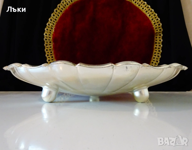 Посребрена фруктиера 30 см.,520 гр. , снимка 2 - Антикварни и старинни предмети - 51597295