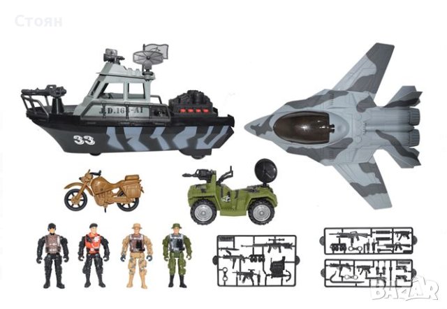 Военен комплект с корабни самолетни превозни средства и войници със светлина и звук - 36 бр, снимка 2 - Фигурки - 43086498
