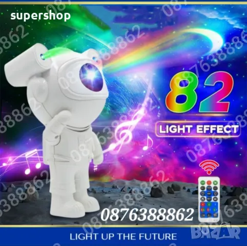 Звезден Лед Проектор Астронавт с Дистанционно, Блутуут, Музика, снимка 2 - Играчки за стая - 48278704