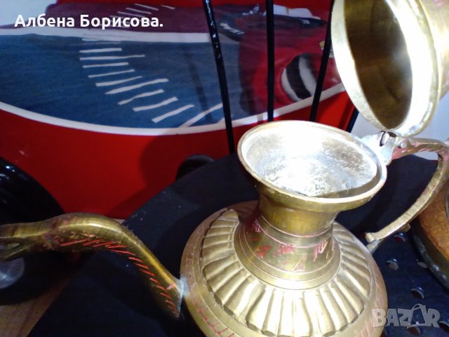 Месингови декоративни каничка и чайник, снимка 3 - Декорация за дома - 27957897