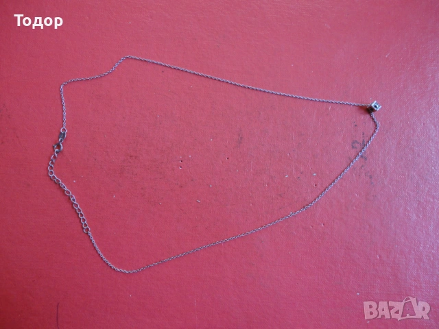 Сребърно колие верижка с камък 5 , снимка 4 - Колиета, медальони, синджири - 53305389