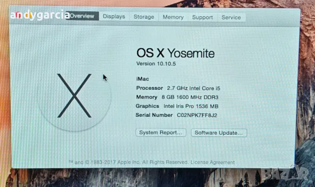  Apple iMac 21.5 A1418 Late 2013 Silver/Core i5/8GB RAM/1TB HDD/Full HD all in one компютър , снимка 7 - Работни компютри - 50021214