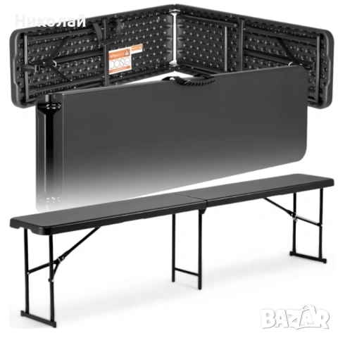 Сгъваема пейка за кетъринг 180 см - здрава и лесна за пренасяне - идеална за големи събития и къмпин, снимка 2 - Градински мебели, декорация  - 53331642