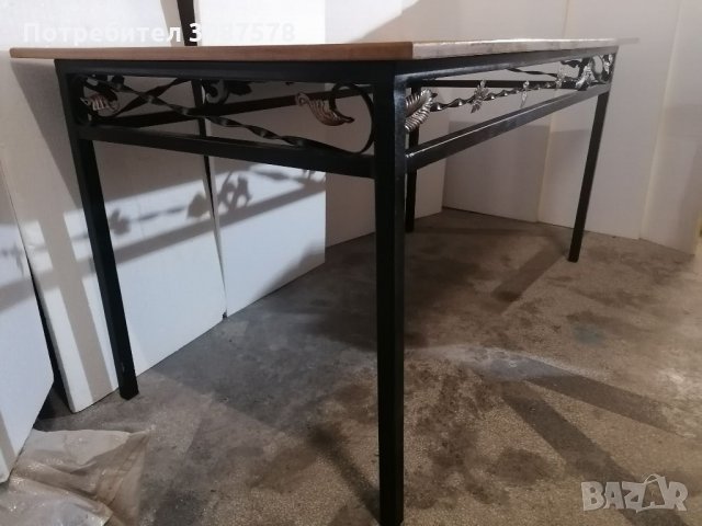 Трапезна маса от ковано желязо, дърво метал , снимка 6 - Маси - 33280113