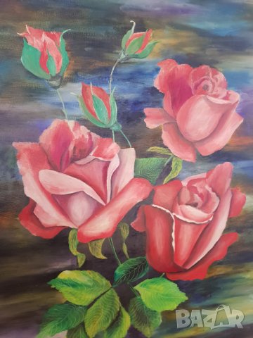 Голяма картина масло / платно 1971 година., снимка 5 - Антикварни и старинни предмети - 35219348