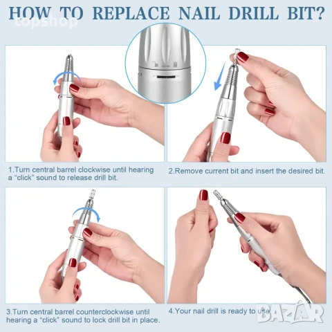 НОВА професионална пила за нокти ENGERWALL S20 35000RPM, 35W, ниско ниво на шум и ниски вибрации..., снимка 9 - Продукти за маникюр - 50552496
