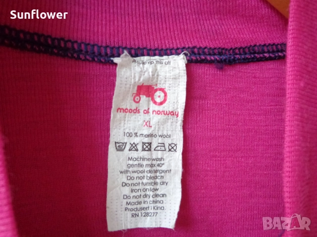 Дамски розов термо мерино топ Moods of Norway100% мериносова вълна, размер XL  , снимка 3 - Блузи с дълъг ръкав и пуловери - 51790738