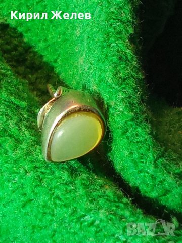 ЕЛЕГАНТНА СТИЛНА СТЕБЪРНА ОБЕЦА АНГЛИЯ СРЕБРО 925 с ШЛИФОВАН ЛУНЕН КАМЪК 26969, снимка 2 - Обеци - 36817675