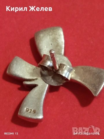 Сребърни обеци във формата на ПАНДЕЛКА 🎀 с инкрустирани кристали стил и елегантност 53686, снимка 5 - Обеци - 53412099