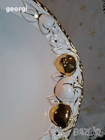 Порцеланова купа фруктиера с позлата М1, снимка 4 - Аксесоари за кухня - 52983433