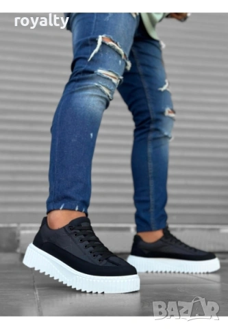 Черни Мъжки Стилни Маратонки 39-44 Номер с Кутия , снимка 2 - Маратонки - 53231559