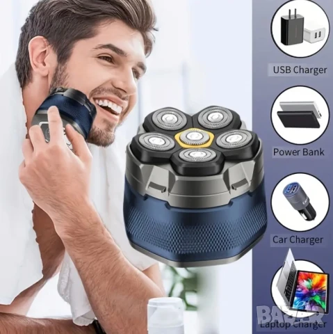 Електрическа Самобръсначка Ново Поколение, Ротационна, Безжична и USB Зареждане, Машинка за Бръснене, снимка 8 - Други - 50906575