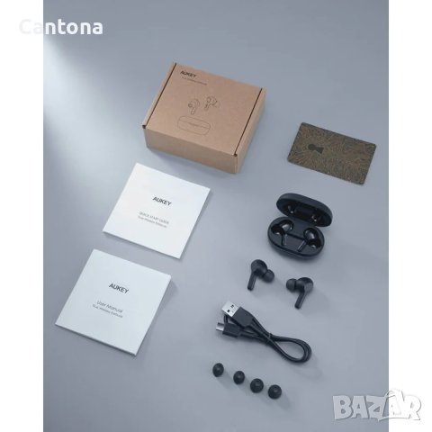  AUKEY EP-T25 TWS слушалки с докинг, Bluetooth 5.0, USB-C, 25 часа възпроизвеждане , снимка 6 - Безжични слушалки - 40339533