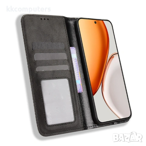 Калъф Портфейл за Honor Magic8 Lite 5G - Кожен с Ретро Дизайн, Мозаечна Граница, Стенд, Джобове за К, снимка 10 - Калъфи, кейсове - 53174989