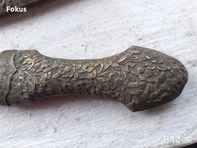 Стара османска кама нож златна калиграфия чеканка, снимка 3 - Антикварни и старинни предмети - 38274735