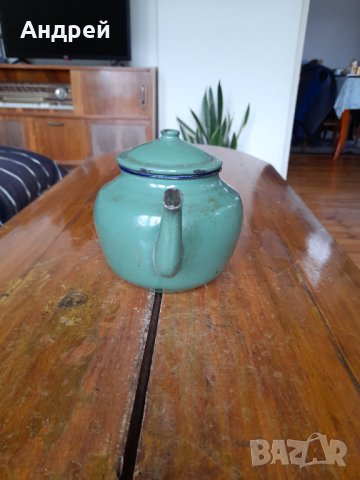 Стар емайлиран чайник #45, снимка 2 - Антикварни и старинни предмети - 43119579