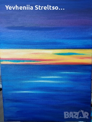 Оригинальная картина ЗАКАТ НА МОРЕ, снимка 3 - Картини - 52852021