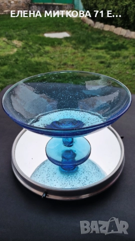 Една прекрасна фруктиера на столче от цветно стъкло с "мехурчеста" структура, снимка 3 - Аксесоари за кухня - 52643437