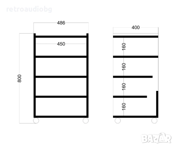 💥HIFI аудио рак шкаф с колелца за 5 компонента в 4 цвята💥, снимка 5 - Аудиосистеми - 52397839