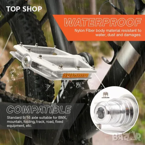 IMPALAPRO - Велосипедни педали със светлоотразители от найлоново влакно със закрепен лагер 9/16", снимка 5 - Части за велосипеди - 49552024