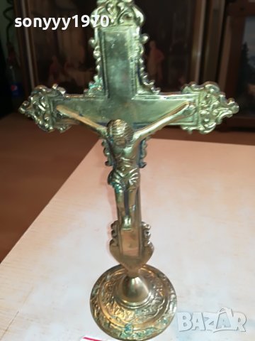 ✅MASSIV MESSING-КРЪСТ МЕД/МЕСИНГ-ВНОС SWISS 091022, снимка 4 - Антикварни и старинни предмети - 38271745