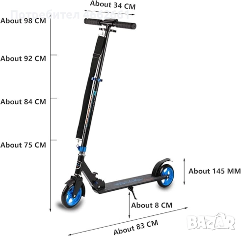 Oxelo Тротинетка Town 3 Blue, снимка 3 - Скутери и тротинетки - 52566105