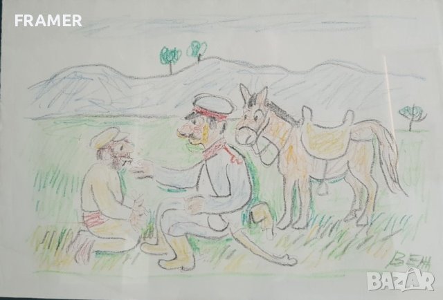 Стоян Венев (1904-1989) Арестант и жандармерист началото 1980те години, снимка 3 - Картини - 43658157