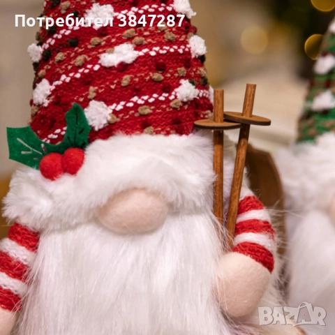Светеща коледна играчка – Декорация с LED осветление и плетена шапка, снимка 2 - Декорация за дома - 52635247