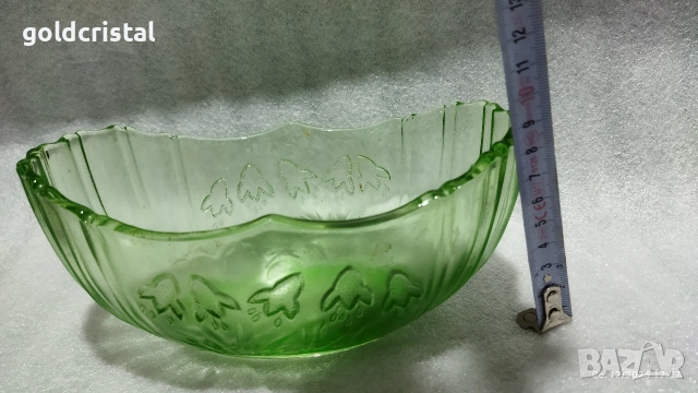 стара стъклена купа фруктиера цветно зелено стъкло , снимка 5 - Антикварни и старинни предмети - 52673947