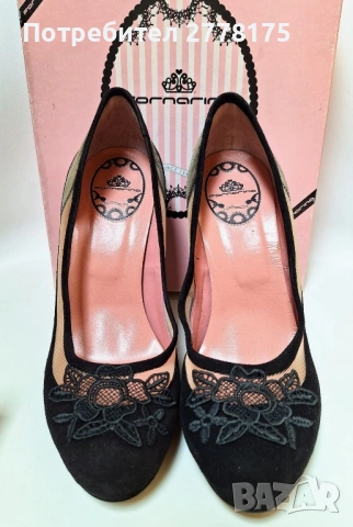 Fornarina велурени обувки на ток, снимка 3 - Дамски обувки на ток - 53173626