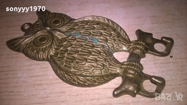 сова/бухал-мед/месинг-внос франция-12х7см, снимка 2 - Колекции - 26693034