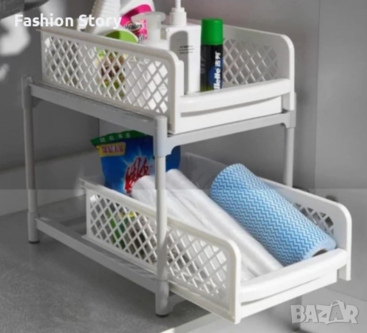 Органайзер с плъзгащи се два рафта, снимка 2 - Аксесоари за кухня - 51646696