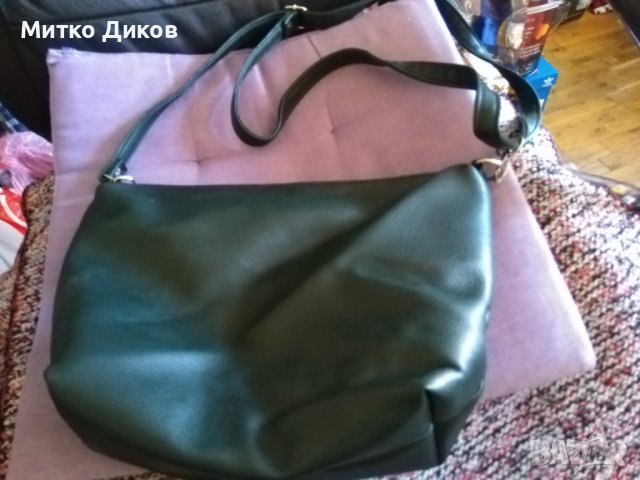 Женска кожена чанта нова маслено зелена 31х21х10см