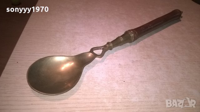 ГОЛЯМА РЕТРО ЛЪЖИЦА-МЕД/МЕСИНГ/ДЪРВО-ВНОС ФРАНЦИЯ, снимка 11 - Колекции - 27110999