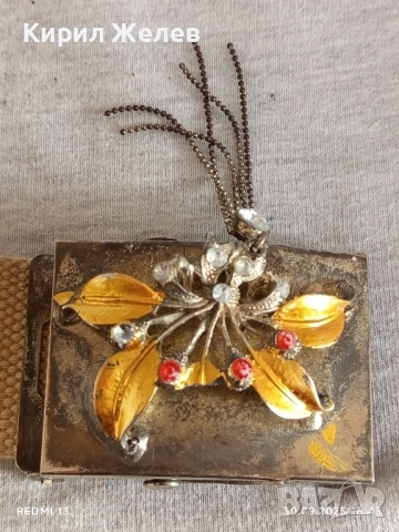 Текстилен дамски колан Арт с флорални елементи и инкрустирани кристали много красив 47173, снимка 2 - Колани - 51893520