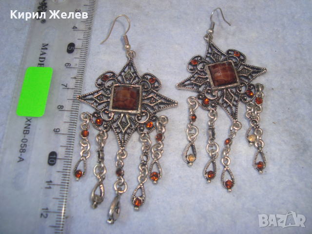 ПРЕКРАСНИ ПОСРЕБРЕНИ РЕТРО - ВИНТИДЖ БЕЛ ЕПОК СТИЛ СКЪПОЦЕННИ КРИСТАЛНИ ОБЕЦИ 14166, снимка 9 - Обеци - 36524967