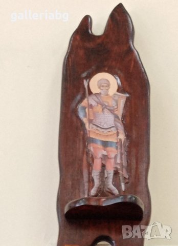 Икона Свети Мина от дърво с поставка