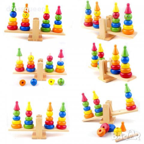 3575 Дървена играчка за сортиране и баланс, снимка 7 - Образователни игри - 37773145