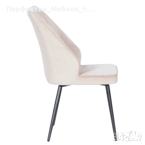 Стилен трапезен стол с полуподлакътник и плюшена нежна дамаска в 7 цвята