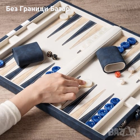 Нова Табла 15" с кожен куфар и кадифен интериор – луксозен комплект, снимка 6 - Шах и табла - 52123998